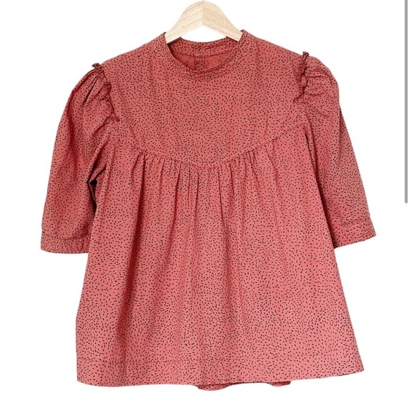 Anthropologie Citizens Of Humanity Top Dorothy Puff Sleeve Blouse Pink — Size S - Picture 2 of 8